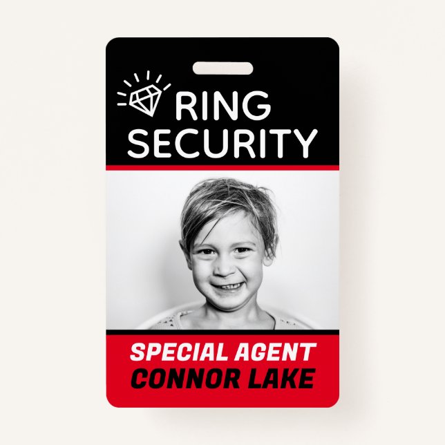Custom Ring Security Ring Bearer Wedding Security Badge (Front)
