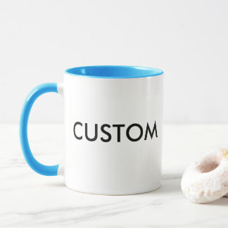 Custom Ringer 11oz Mug - LIGHT BLUE Lip & Handle