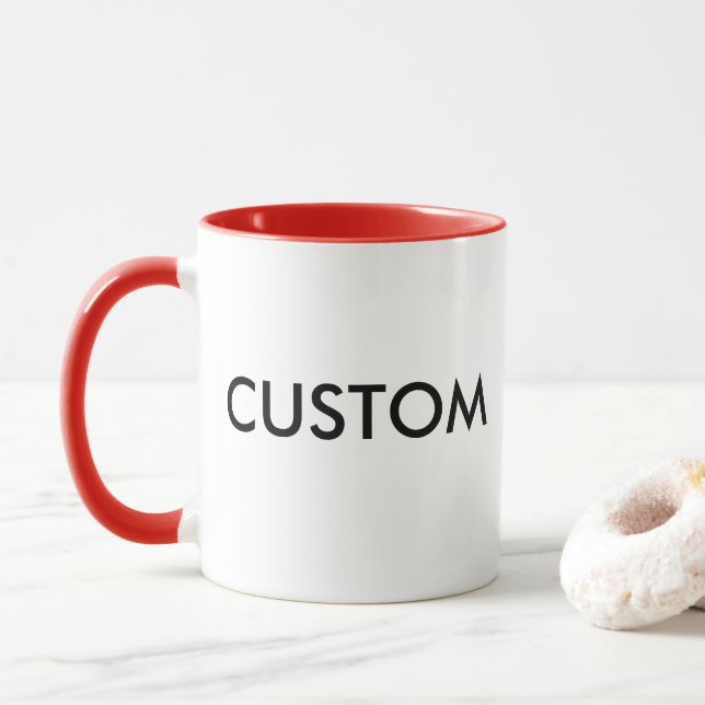 Custom Ringer 11oz Mug - RED Lip & Handle (With Donut)