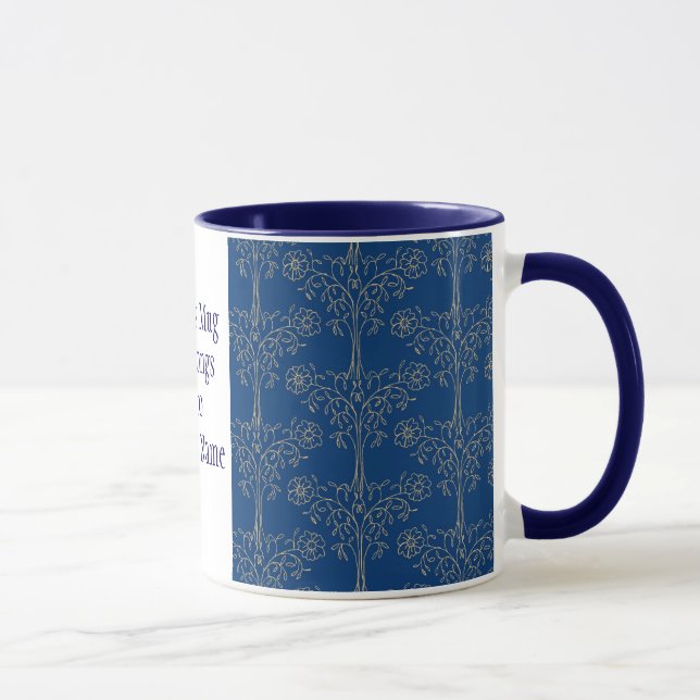 Custom Ringer Mug, Dark Blue, Gold-effect Pattern Mug (Right)