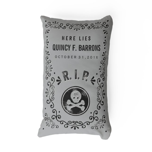 Custom RIP Halloween Tombstone Lumbar Pillow (Creator Uploaded)