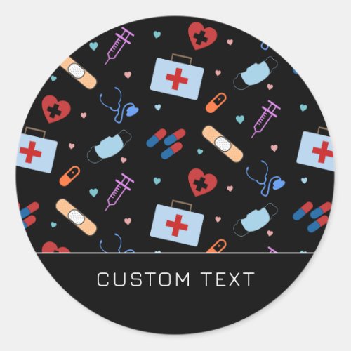 Custom RN Nurse  Doctor Medical Pattern Classic Round Sticker