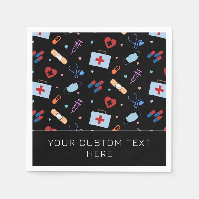 Custom RN Nurse | Doctor Medical Pattern Napkins (Front)