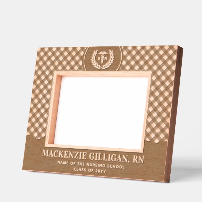 Custom RN Nursing School Graduation Plaid Pattern Engraved Frames (Left)