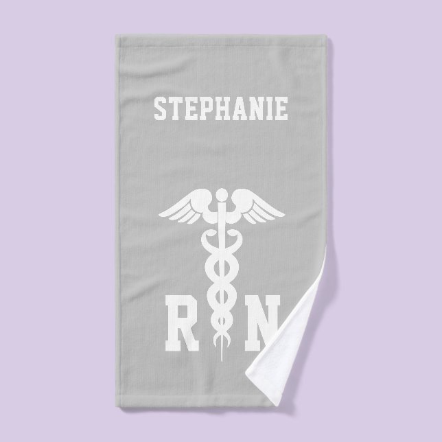 Custom RN Registered Nurse Caduceus Medical Symbol Hand Towel (Hand Towel)