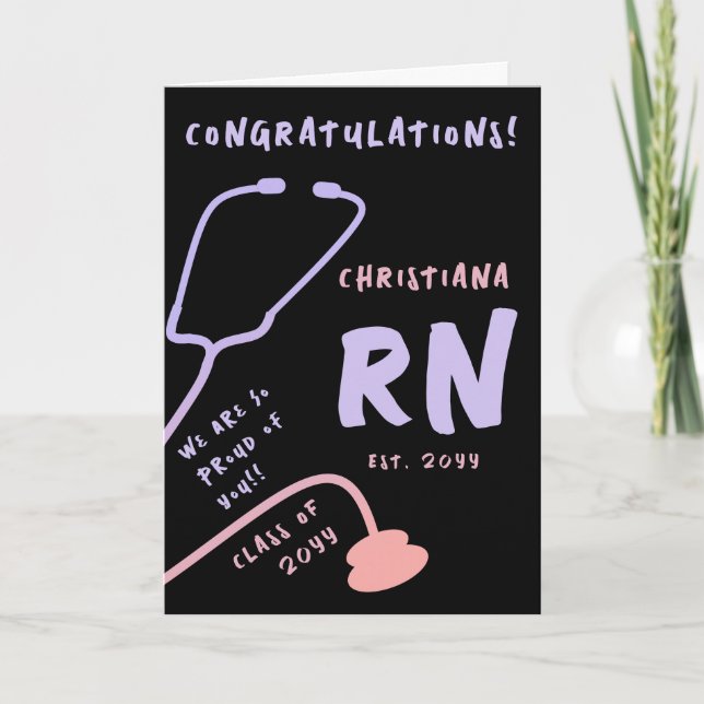 Custom RN Registered Nurse Graduation  Card (Front)