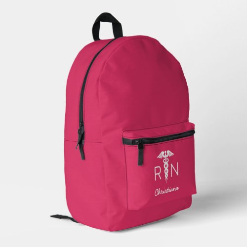 Custom RN Registered Nurse Graduation Cherry Pink Printed Backpack