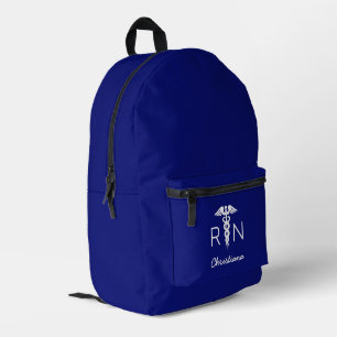 Custom RN Registered Nurse Graduation Navy Blue Printed Backpack