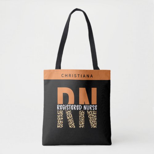 Custom RN Registered Nurse Leopard Typography Tote Bag