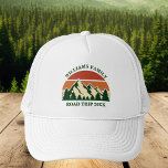 Custom Road Trip or Mountain Family Reunion Trucker Hat<br><div class="desc">This awesome vintage sunset over rocky mountains in nature makes a great image for a set of customized hats for a family reunion, road trip, or summer vacation. Commemorate the occasion with matching hats for mom, dad, brother and sister. Just add your own last name and the year with our...</div>