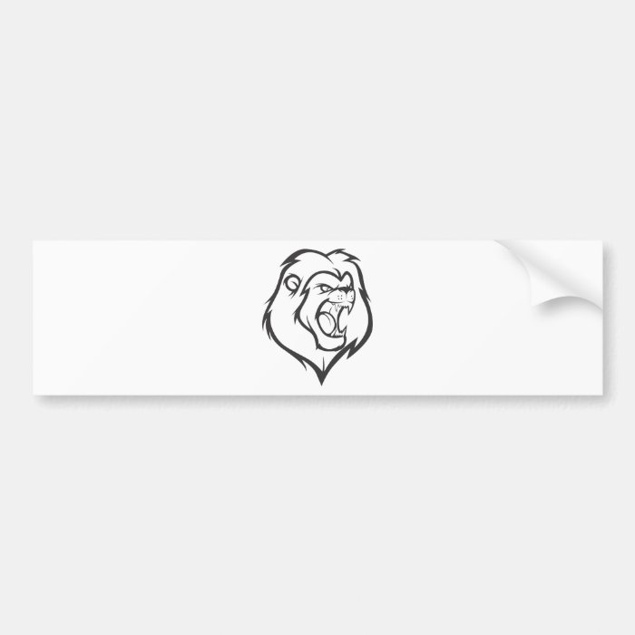 Custom Roaring Angry Lion Outline Sports Logo Bumper Stickers