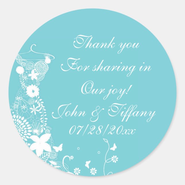 Custom Robin Egg Blue Wedding Favor Label (Front)