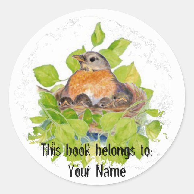 Custom Robin in Nest- Book Plate (Front)