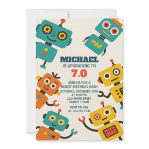 Custom Robot Birthday Invitation