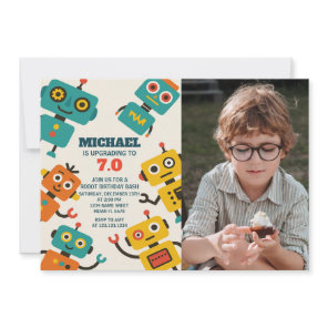 Custom Robot Birthday Invitation with photo
