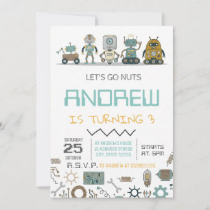 Custom Robot Birthday party Invitation