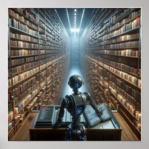 Custom Robot Librarian Wall Poster