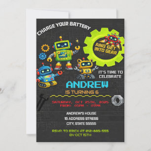Custom Robots Birthday Invitation