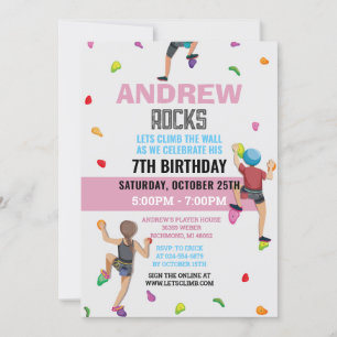Custom Rock Climbing Birthday Party Invitation