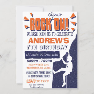 Custom Rock Climbing Birthday Party Invitation