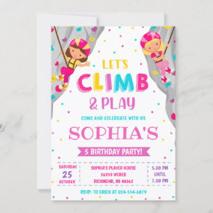 Custom Rock Girl Climb Birthday Party Invitation