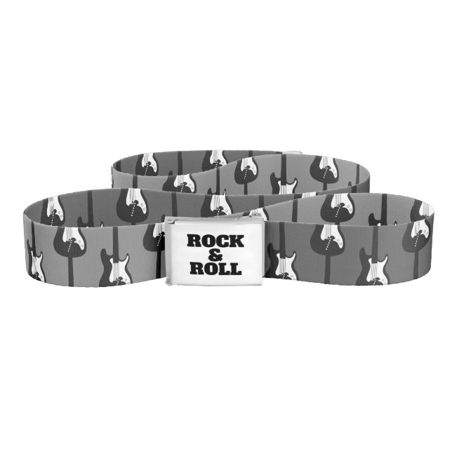 Custom rock & roll belt with electric guitar print (Zig-Zag)