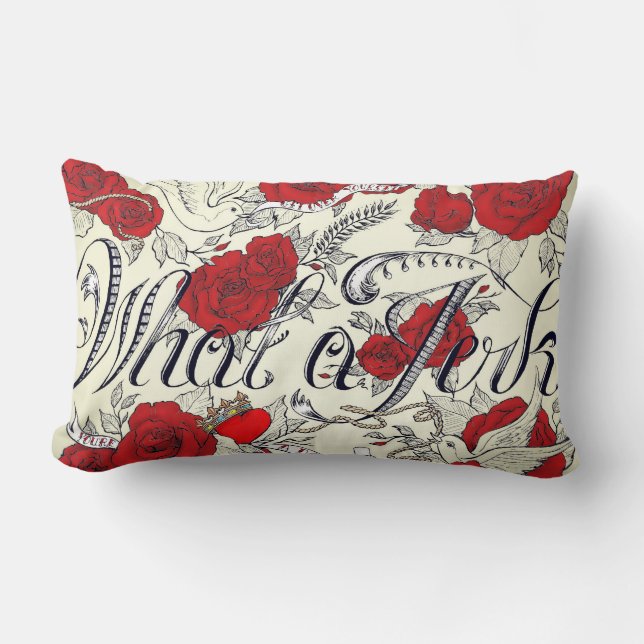 Custom Rockabilly Tattoo Design Double Sided Lumbar Pillow (Front)