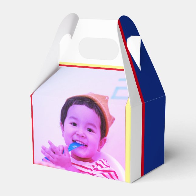 Custom Rocket Mission Smile Photo Birthday Favor Boxes (Front Side)