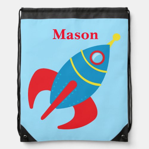 Custom Rocketship Drawstring Bag