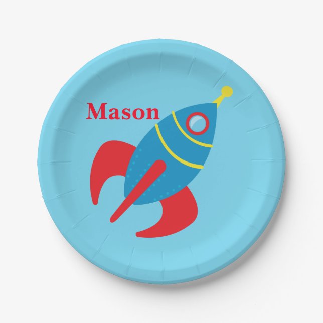 Custom Rocketship Paper Plates (Front)