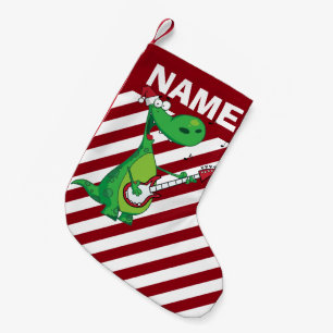 Custom Rockin Dinosaur w/Guitar Small Christmas Stocking