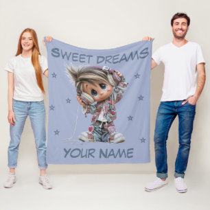 Custom Rockstar Boy Fleece Blanket