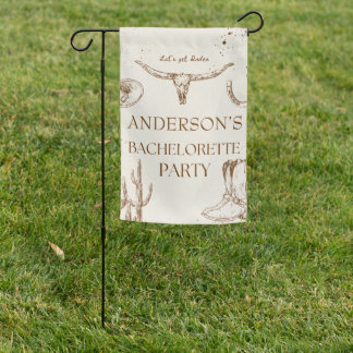 Custom Rodeo Bachelorette Party Retro Western Gift Garden Flag