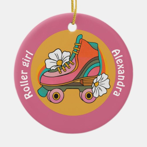 Custom roller skates lover pink kids Ornament