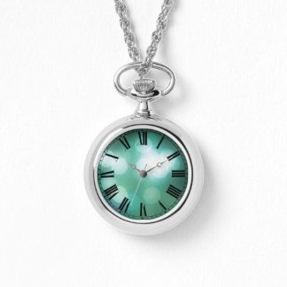 Custom Roman Numeral Lit Bokeh Necklace Watch