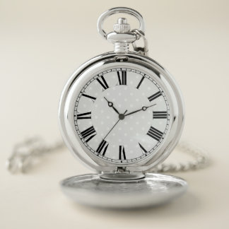 Custom Roman Numeral Retro Polkadot Pocket Watch