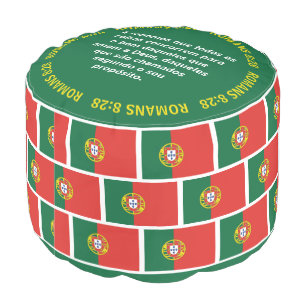 Custom Romans 8v28 PORTUGUESE FLAG Pouf