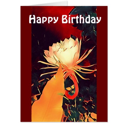 Custom Romantic Bramha Lotus Birthday Card for Her