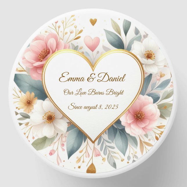 Custom Romantic Candle with Names Mini Candle Favors (Front)