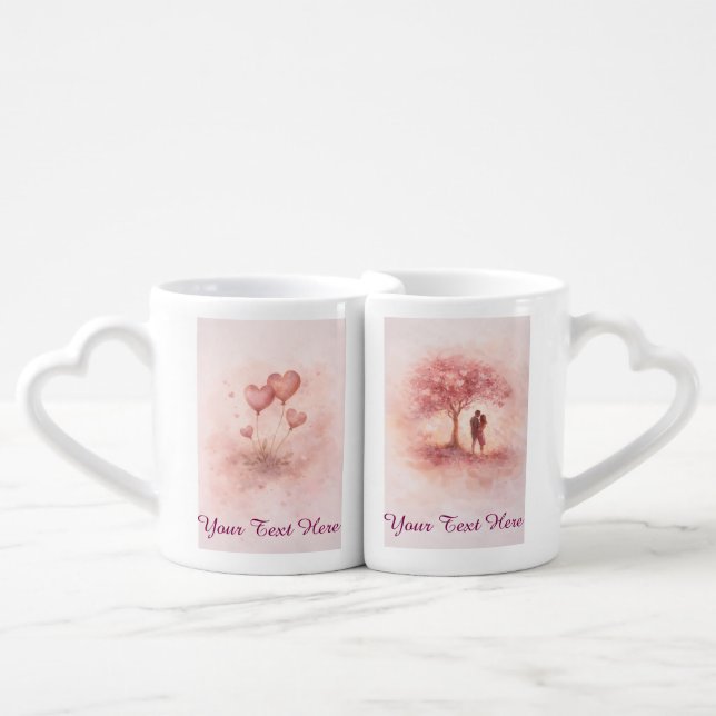 Custom Romantic Couple Mugs Set (Front Nesting)