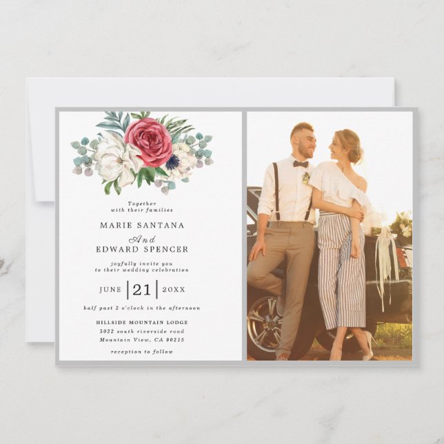 Custom Romantic Couple Photo wedding Invitation (Front)