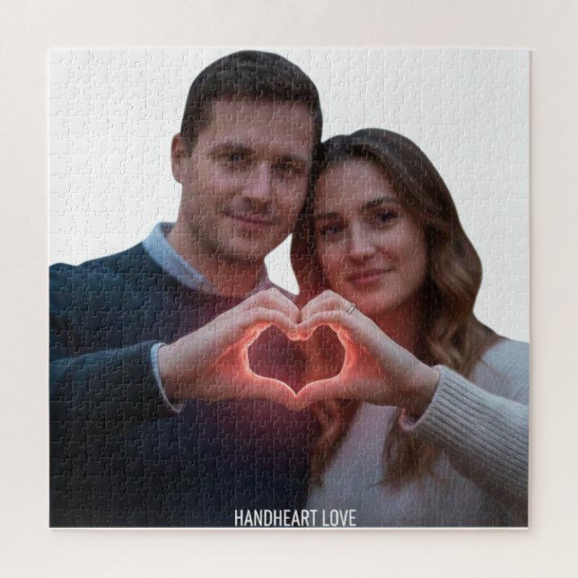 Custom Romantic Couple Real-View Heart Hands Winte Jigsaw Puzzle (Vertical)