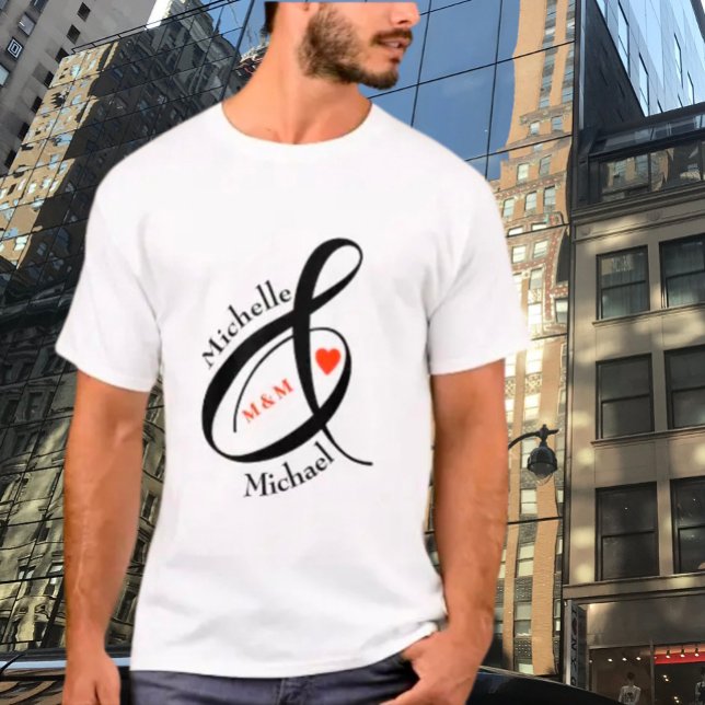 Custom Romantic Initials First Names Heart     T-Shirt (Creator Uploaded)