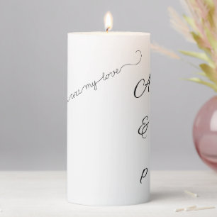 Custom Romantic Initials & Love Quote Pillar Cand Candle