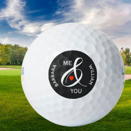 Custom Romantic Names Heart Golf Balls