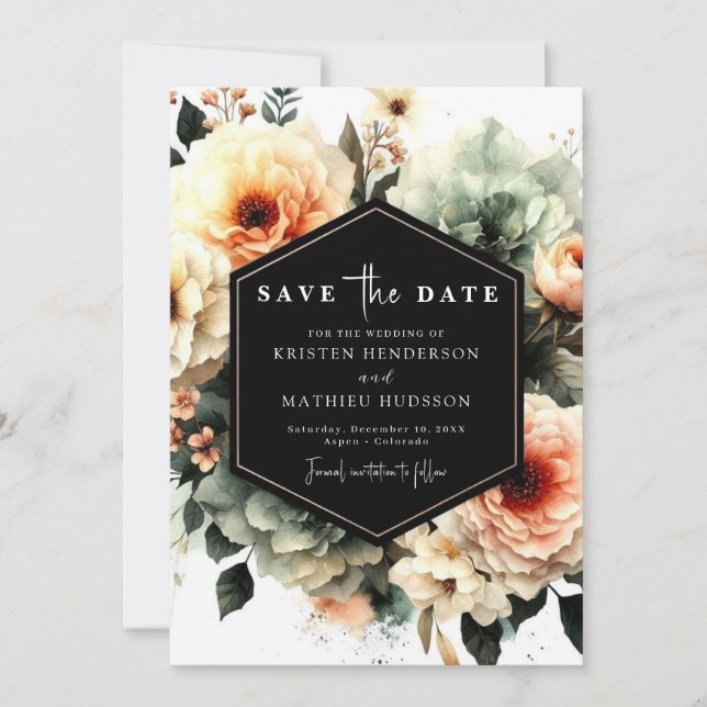Custom Romantic Peach Wedding  Save The Date (Front)