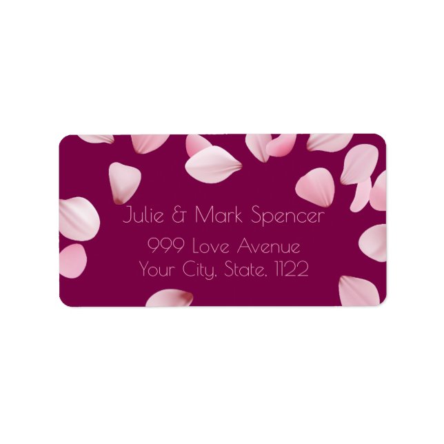 Custom Romantic Pink Petals Address Label (Front)