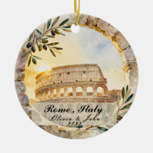 Custom Rome Honeymoon or Vacation Keepsake  Ceramic Ornament