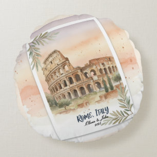 Custom Rome Italy Honeymoon or Vacation keepsake Round Pillow