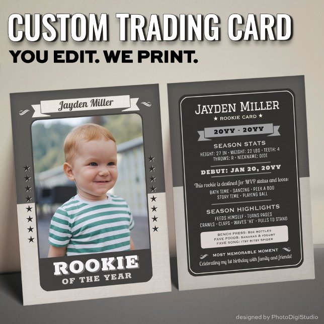 Custom Rookie Trading Card, First Birthday Retro  Calling Card (Custom Rookie Trading Card, First Birthday Retro Rookie Card)
